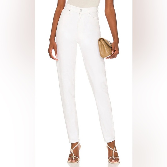 New MOTHER Snacks! High Waist Twizzy Skimp Sticky Rice White Straight Leg Jeans - Picture 1 of 16